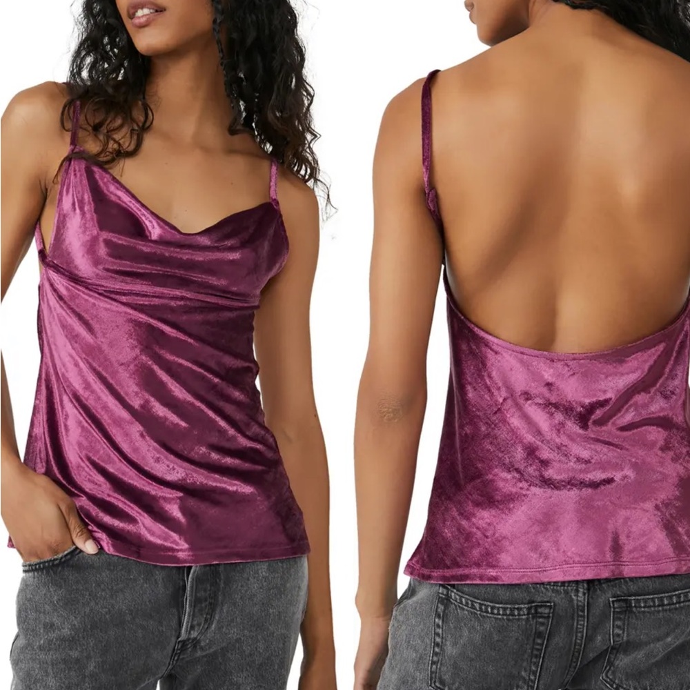 NWT  Free People Intimately All Night Velvet Camisole In Fig Jam Size Small 4-6
